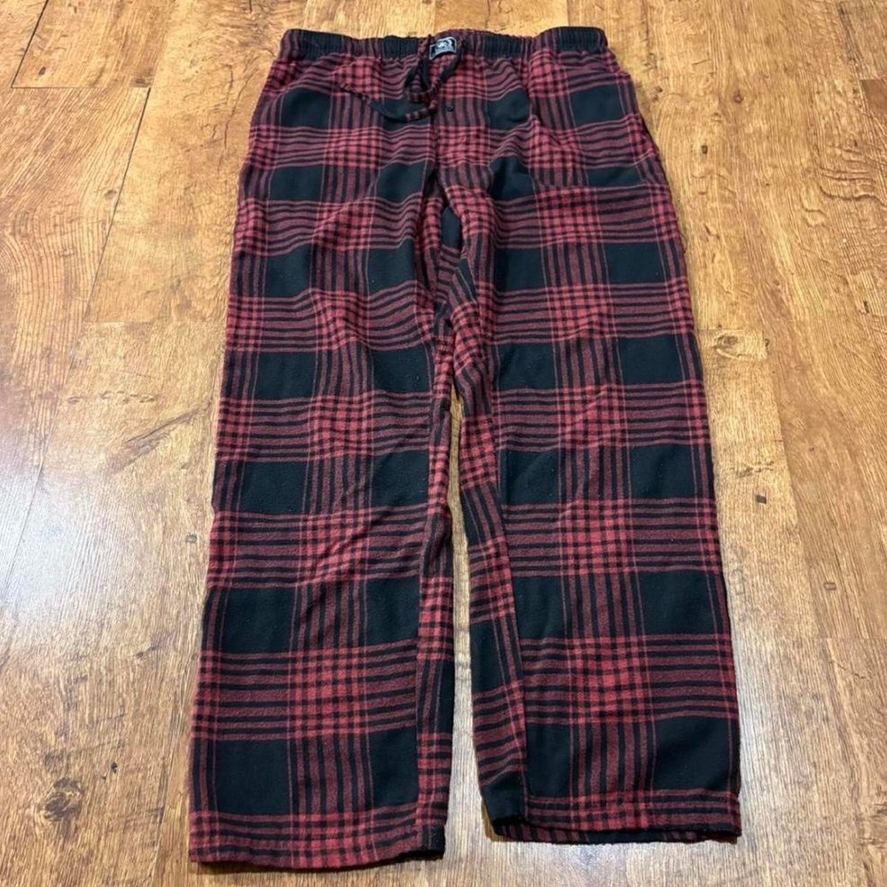 Beverly Hills Polo Club Mens Plaid Pajama Pants Red Black Large Loungewear cozy